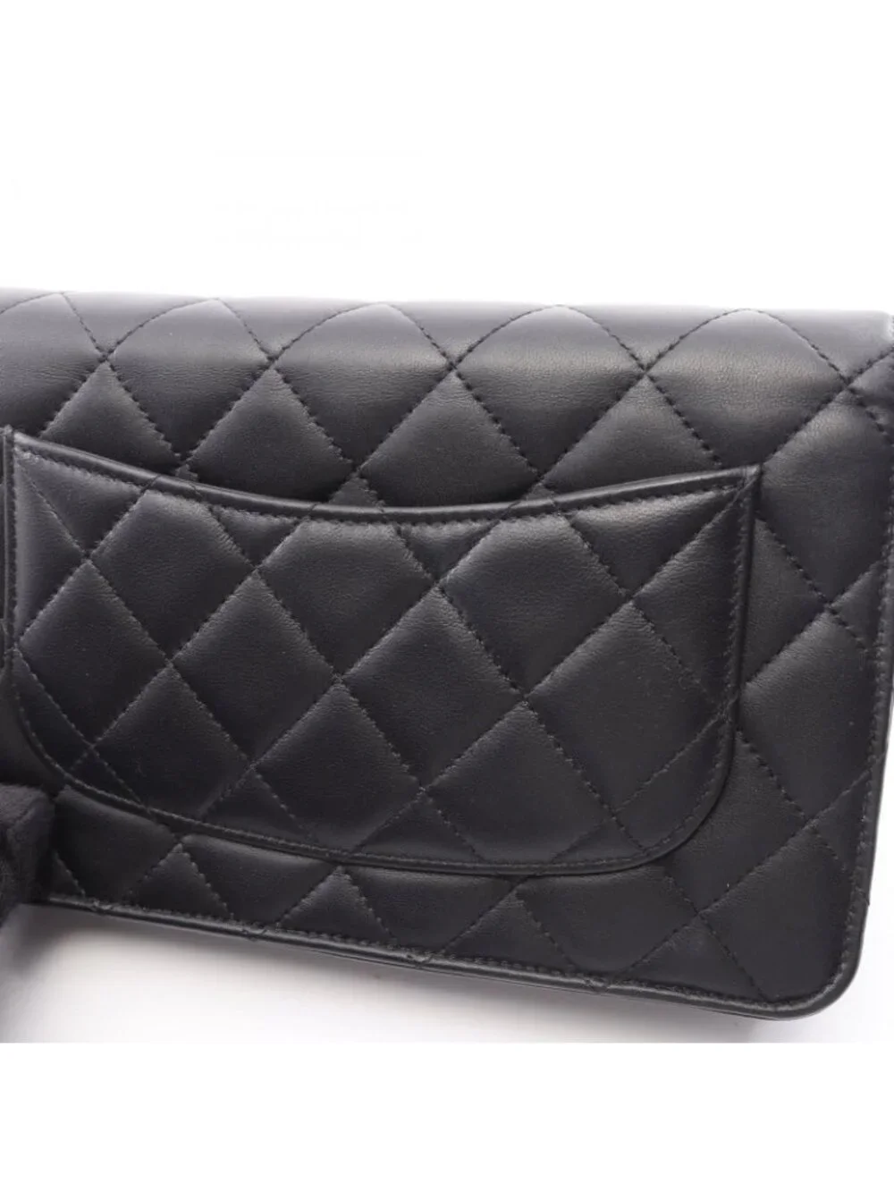Chanel Shoulder Bag Quilted Icon Charm Black Lambskin Chain Wallet
